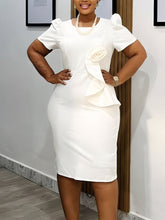 Chic Round Neck Ruffle Package Hip Dress